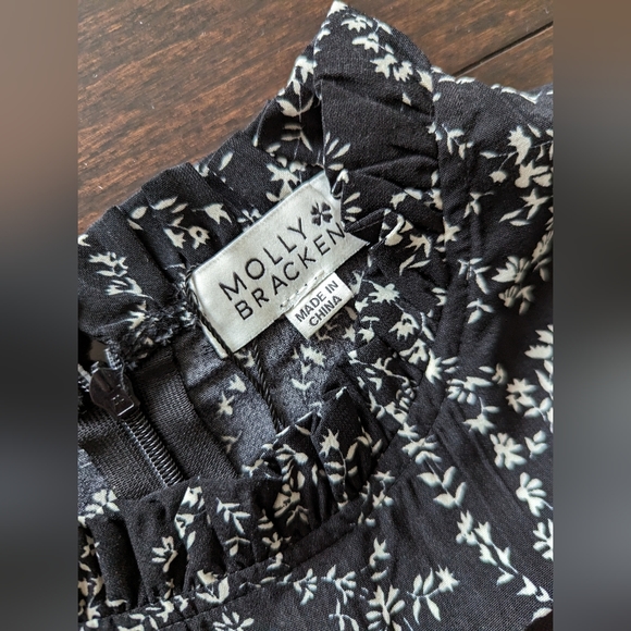 Molly Bracken Black Floral tiered Babydoll Dress - Picture 9 of 12